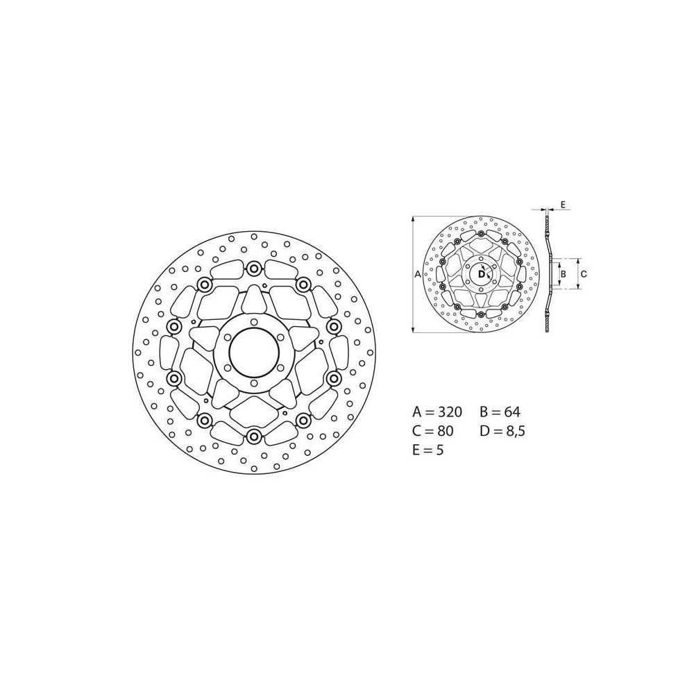 Disque de frein avant Brembo Serie ORO rond flottant