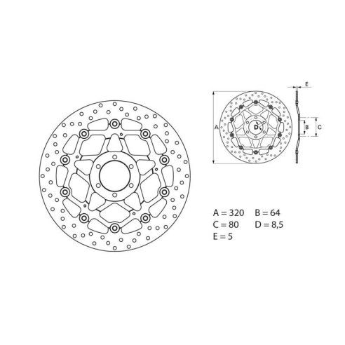 Disque de frein avant Brembo Serie ORO rond flottant