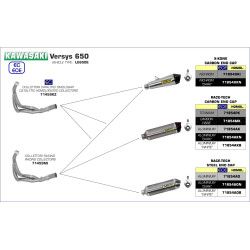 Silencieux Arrow X-Kone Noir embout carbone, Kawasaki Versys 650 2017-23