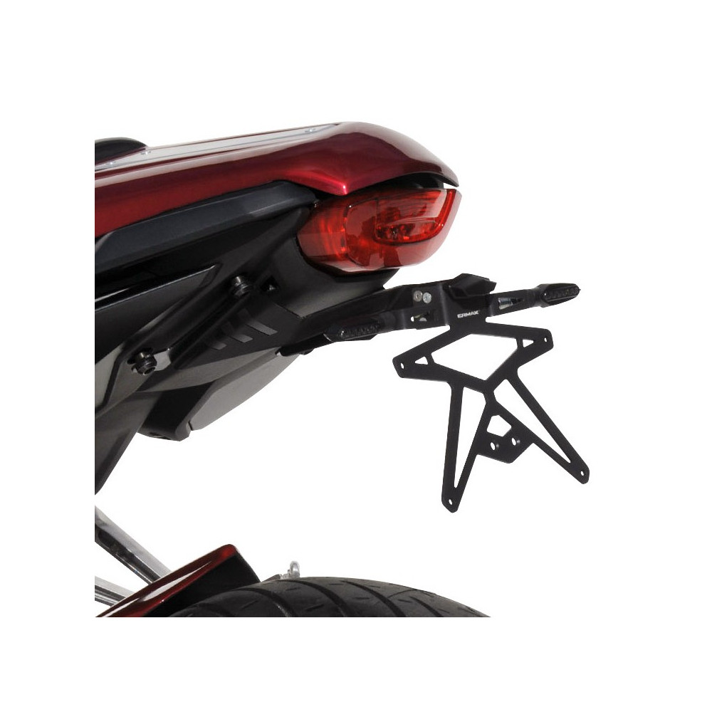 Support de plaque déporté Ermax aluminium noir + support clignotants Honda CBR 650 R 2019-2020