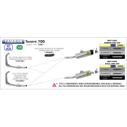 Silencieux Arrow Indy Race Aluminium embout carbone, Yamaha 700 Ténéré 2019-24