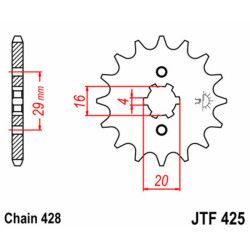 Pignon JT SPROCKETS acier standard 16 dents 425 - 428