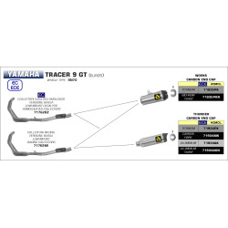 Silencieux Arrow Thunder noir embout carbone Yamaha Tracer 9 GT 2021-23