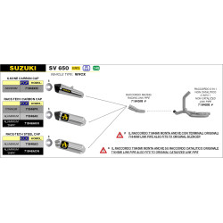 Silencieux Arrow aluminium noir embout carbone, Suzuki SV 650 2016-22