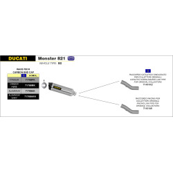 Raccord Arrow Racing pour Silencieux Race Tech, Ducati monster 821 1200/1200 S 2014-16