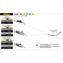 Silencieux Arrow Race-Tech long Titane embout carbone, Honda 750 X-ADV