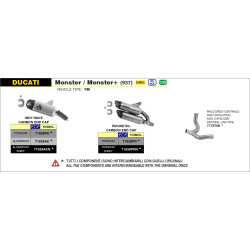 Raccord Arrow Racing inox non catalysé, Ducati 937 Monster 2021-23