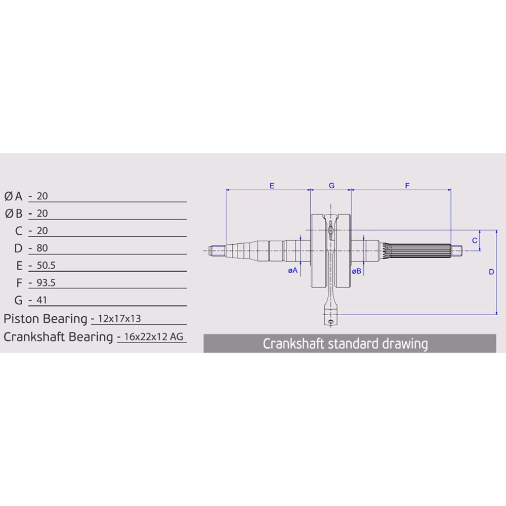 Vilebrequin, axe Ø 12 mm Athena 1 - AVSmoto Racing Parts 