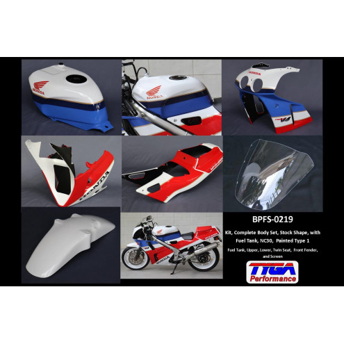 Kit carénages complet type origine NC30 bi-place + réservoir Honda 400 VFR NC30