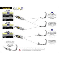 Ligne complète Arrow noir embout carbone, Yamaha 700 MT-07 2021-2024