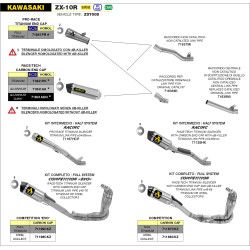 Echappement Arrow Race-Tech Aluminium embout carbone, Kawasaki ZX-10 R 2016-20