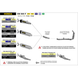 Raccord Arrow 71640MI Honda CB 500 F et CBR 500 R 2016-18