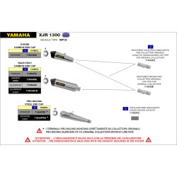 Echappement Arrow Race-Tech aluminium embout carbone, Yamaha XJR 1300 07-17