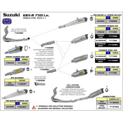 Raccord silencieux Arrow pour collecteur origine Suzuki 600 750 GSX R ie 11-16