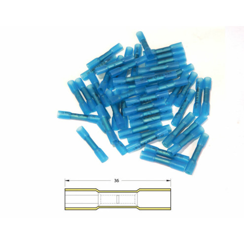 Bout à bout à sertir thermo-rétractable BIHR Ø1,5/2,5mm² - 50pcs transparent bleu