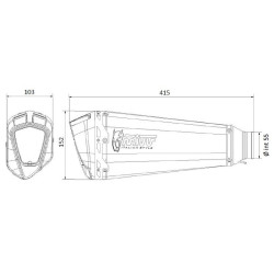 Silencieux MIVV universel Delta Race acier inoxydable noir / carbone - Côté droit