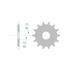 Pignon AFAM 14 dents acier standard pas 520 type 27500