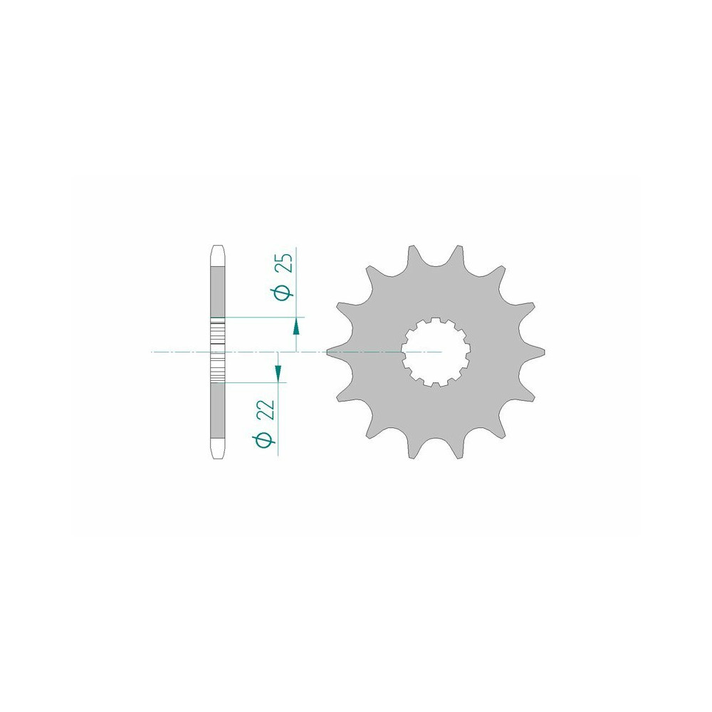 Pignon AFAM 14 dents acier standard pas 520 type 27500