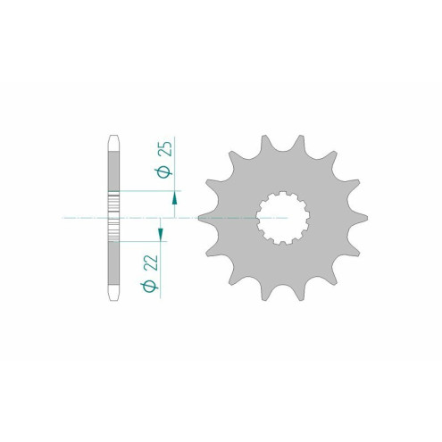 Pignon AFAM 14 dents acier standard pas 520 type 27500