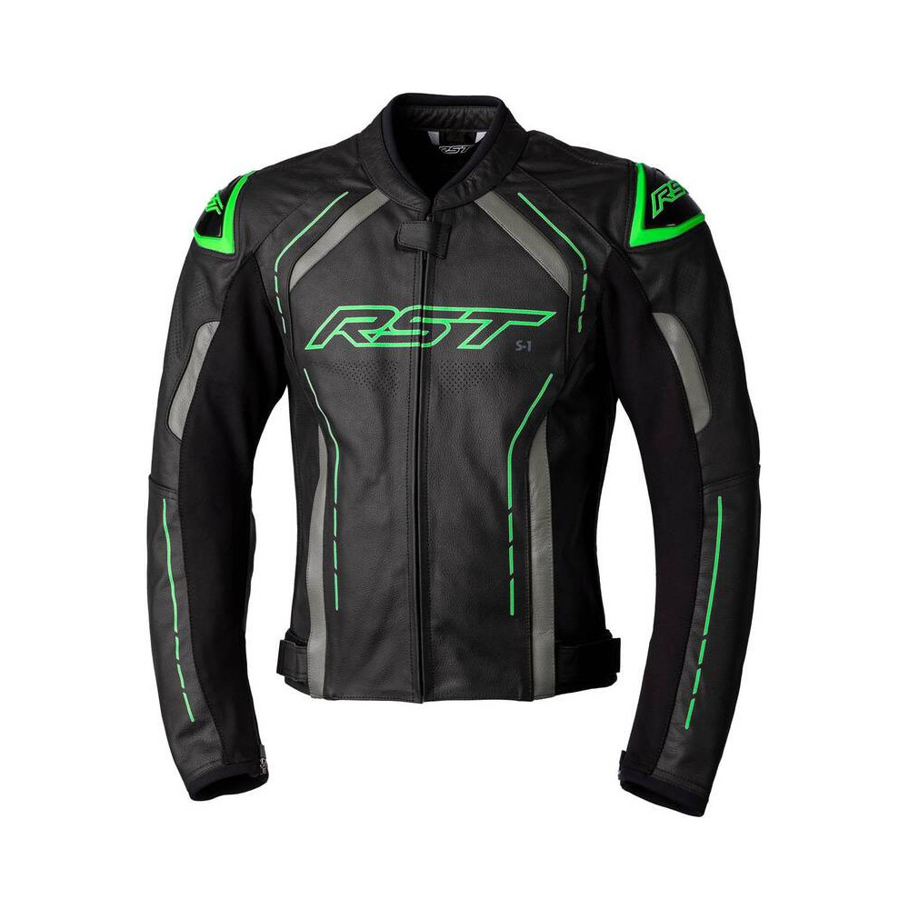 Veste RST S1 CE cuir - noir/gris/vert fluo taille XL