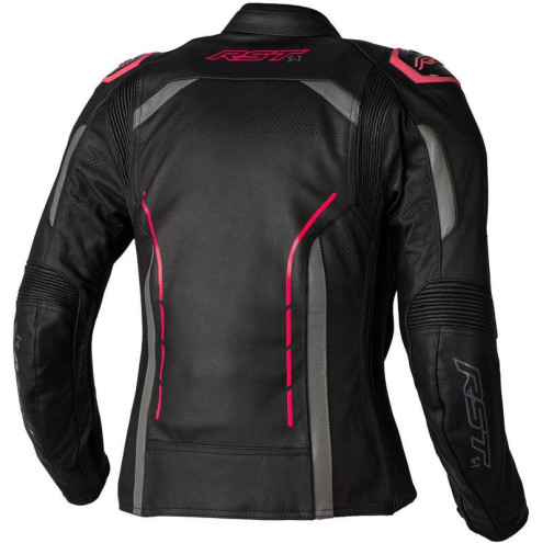 Veste femme RST S1 CE cuir - noir/rose fluo taille XS