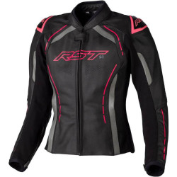 Veste femme RST S1 CE cuir - noir/rose fluo taille S