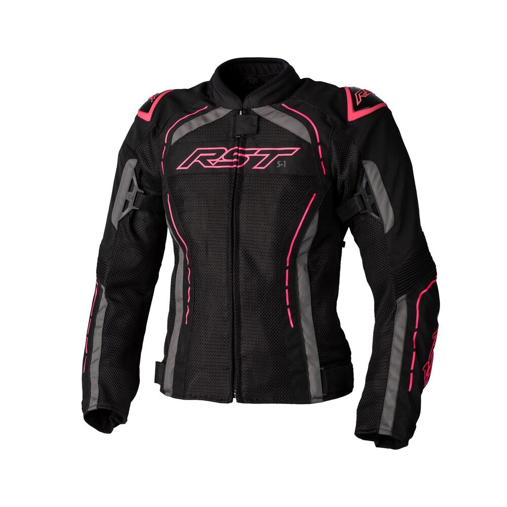 Veste femme RST S1 Mesh CE textile - noir/rose fluo taille XS