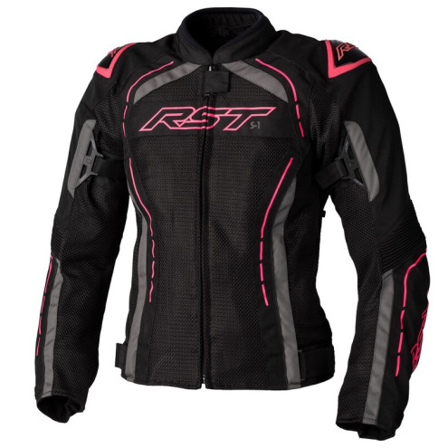 Veste femme RST S1 Mesh CE textile - noir/rose fluo taille S