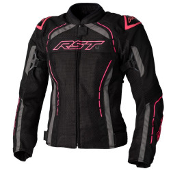 Veste femme RST S1 Mesh CE textile - noir/rose fluo taille L