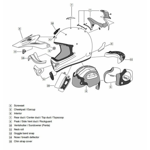 Coiffe ARAI Penta Pro 5mm taille L casque off road