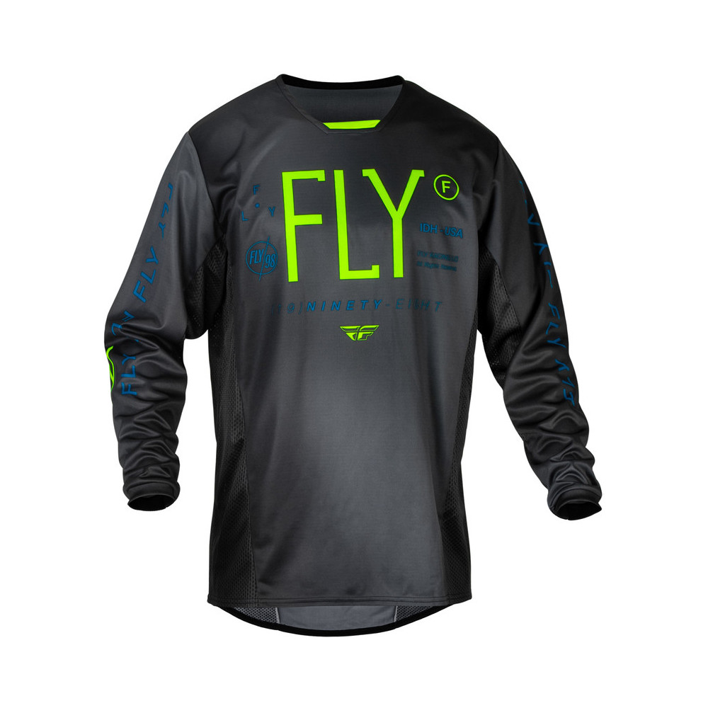 Maillot enfant FLY RACING Kinetic Prodigy - anthracite/vert fluo/True Blue