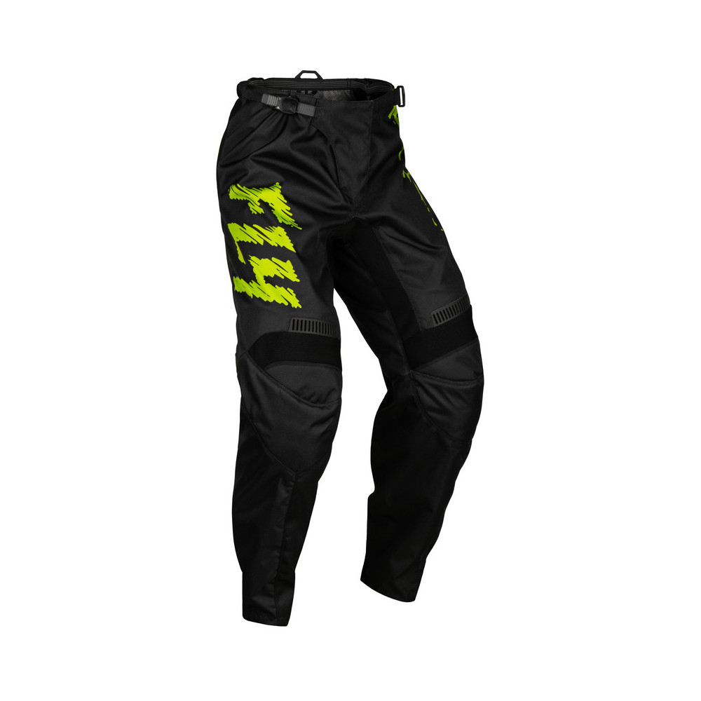 Pantalon enfant FLY RACING F-16 - noir/Neon Green/gris clair