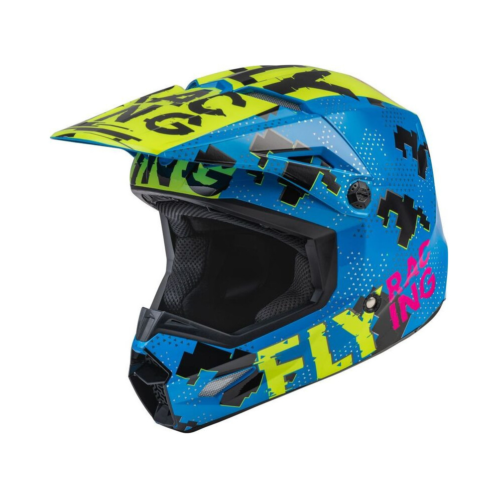 Casque enfant FLY RACING Kinetic Scan - bleu/jaune fluo/rose