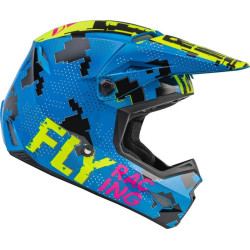 Casque enfant FLY RACING Kinetic Scan - bleu/jaune fluo/rose