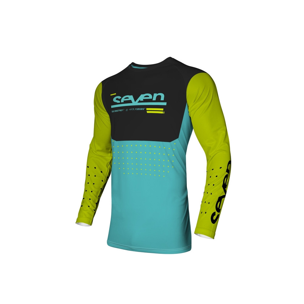 Maillot SEVEN Vox Aperture - jaune fluo/bleu