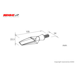 Clignotant KOSO Mars LED argent/translucide universel vendu à l'unité