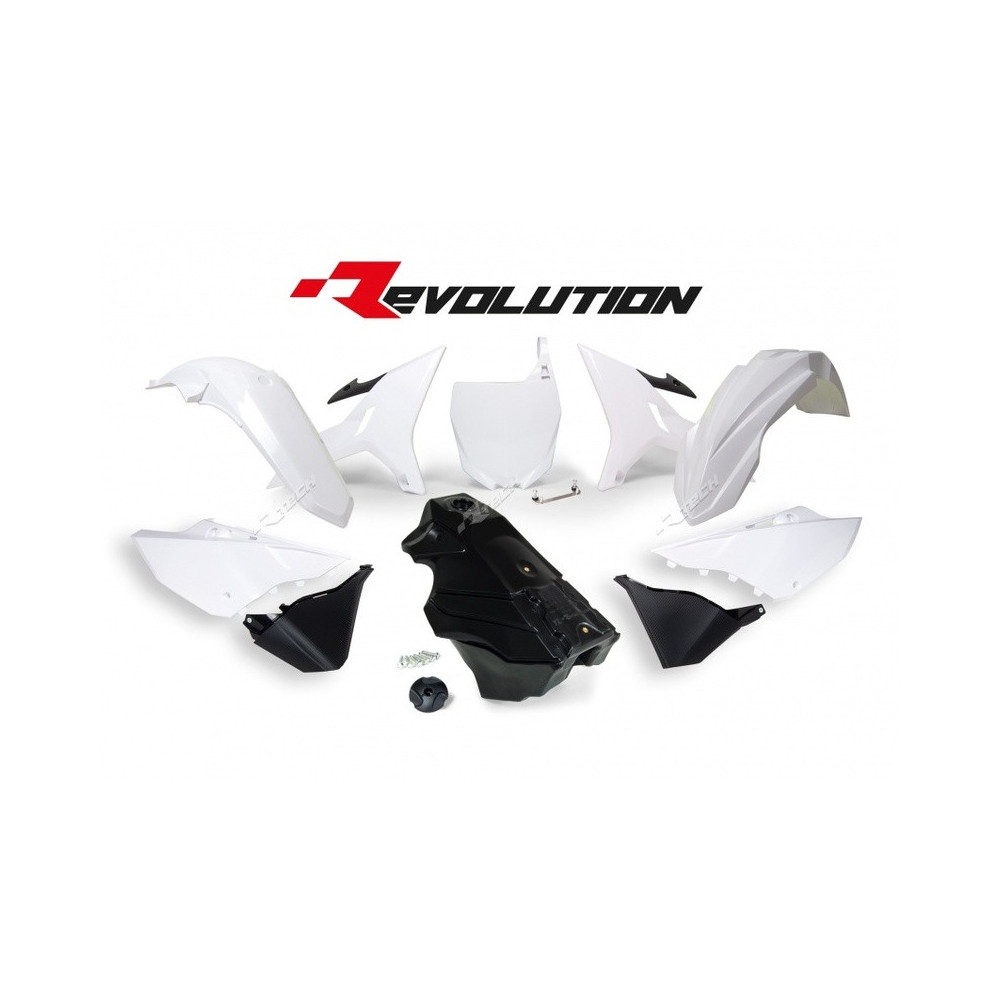 Kit plastique RACETECH Revolution + réservoir blanc/noir Yamaha YZ125/250