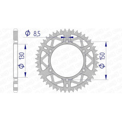 Couronne AFAM aluminium Ultra-Light anti-boue 13323 - 520 - 49 dents