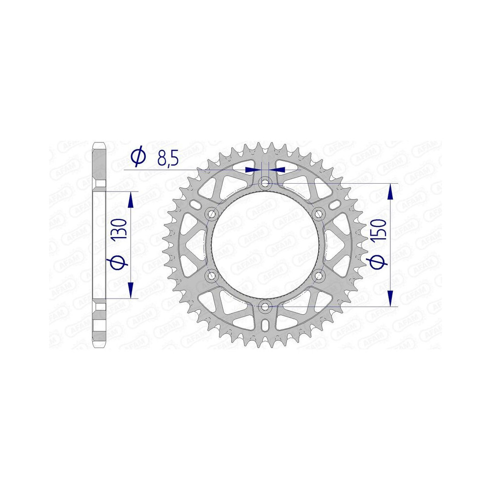 Couronne AFAM aluminium Ultra-Light anti-boue 13323 - 520 - 49 dents