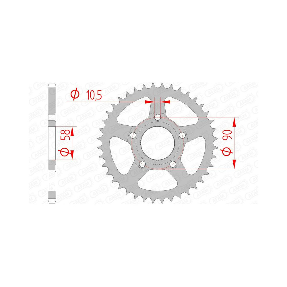 Couronne AFAM acier standard 10215 - 520 Honda 125 NSR CRM 38 dents