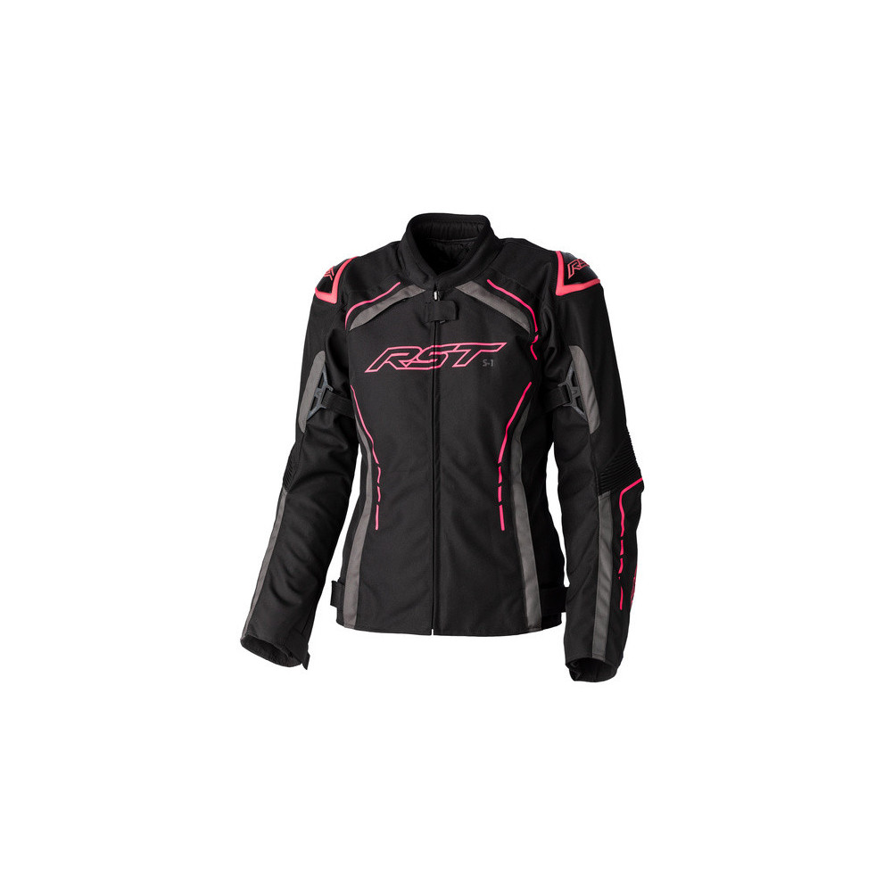 Veste femme RST S1 CE textile - noir/rose fluo taille L