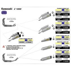 Silencieux Arrow aluminium embout acier, Kawasaki Z 1000 2010-20