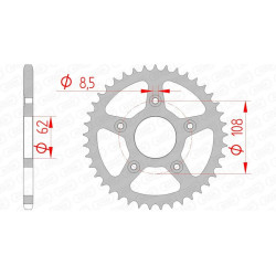 Couronne AFAM acier standard 44203 - 520 - 38 dents