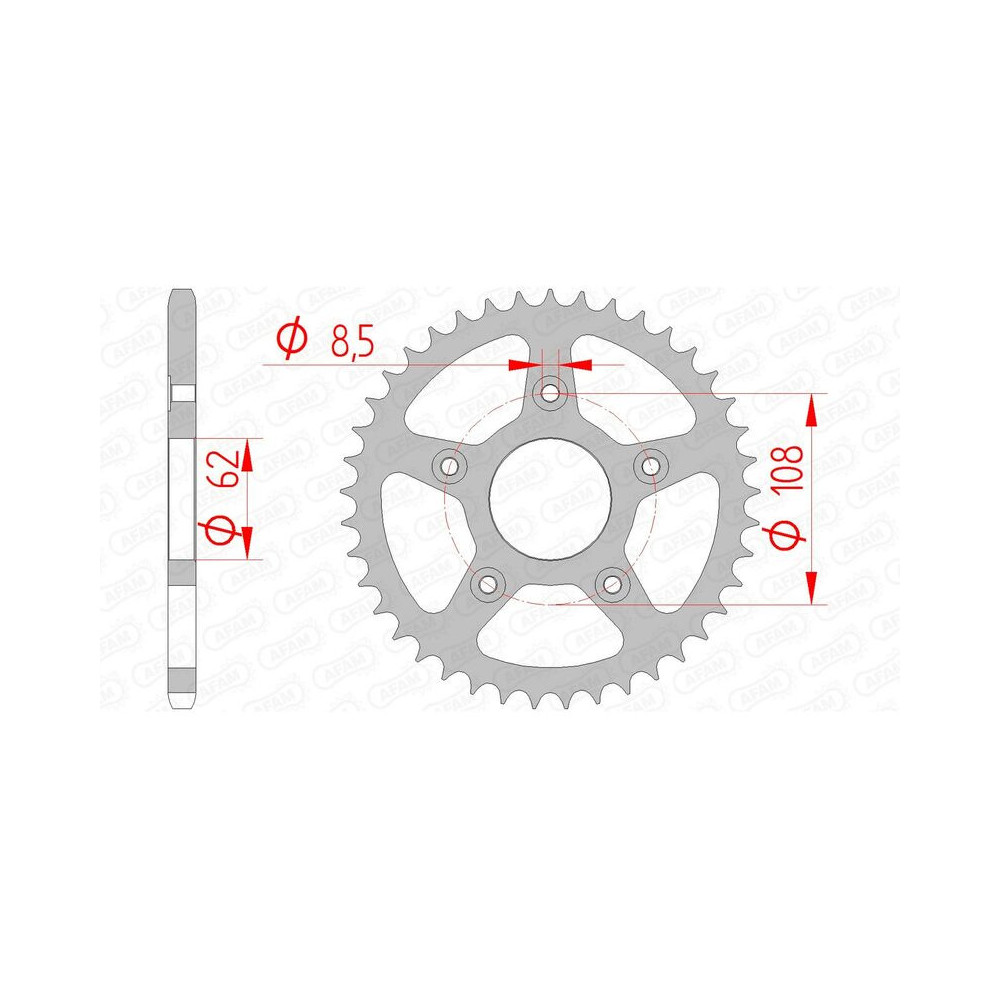 Couronne AFAM acier standard 44203 - 520 - 38 dents