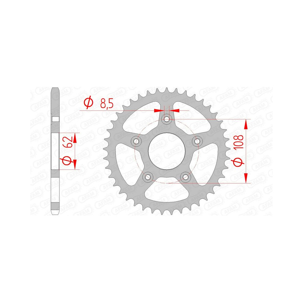 Couronne AFAM acier standard 44203 - 520 - 39 dents