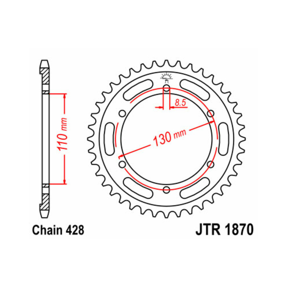 Couronne JT SPROCKETS acier standard 1870 - 428