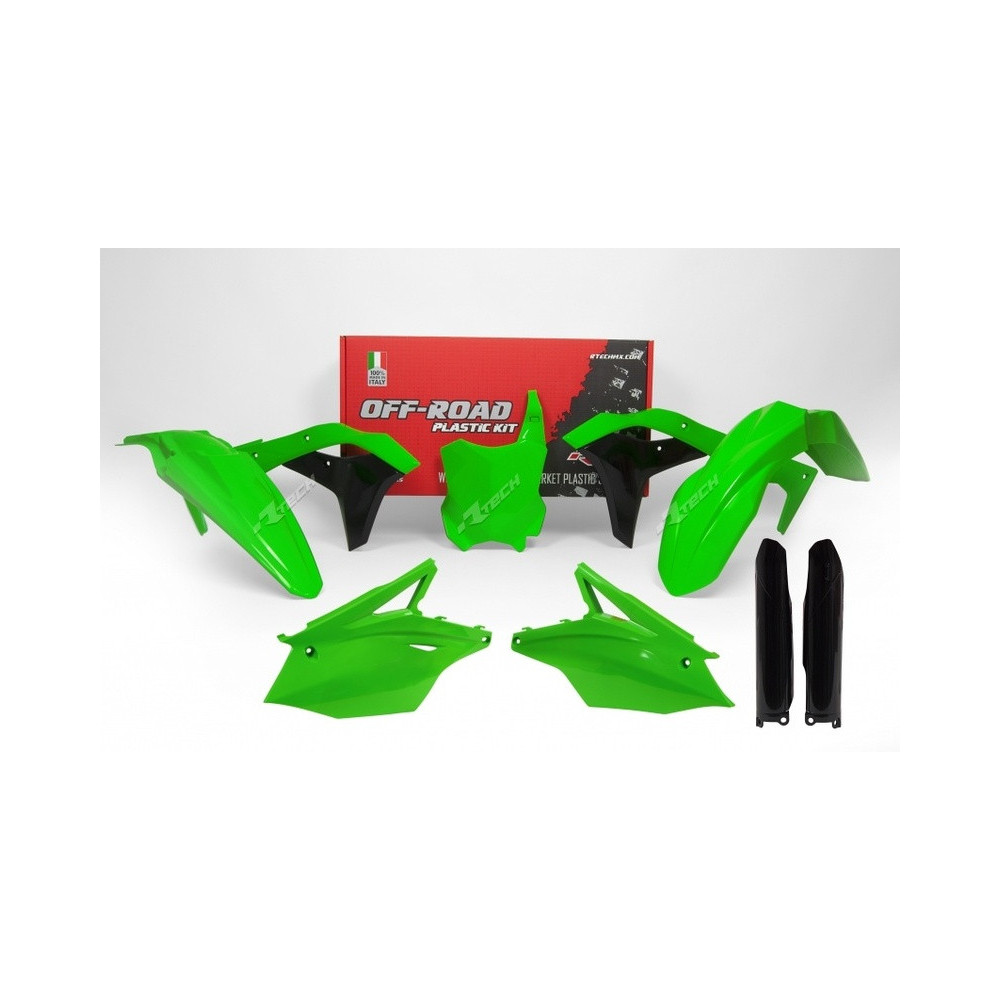 Kit plastique RACETECH vert fluo/noir Kawasaki KX250F 17-20