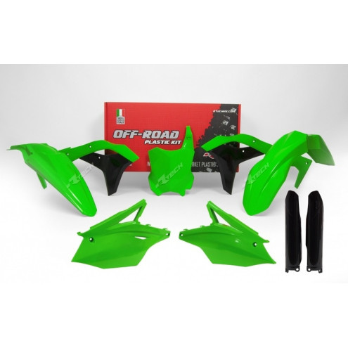 Kit plastique RACETECH vert fluo/noir Kawasaki KX250F 17-20