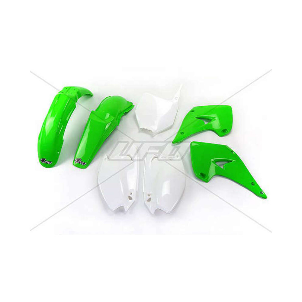 Kit plastique UFO couleur origine vert/blanc Kawasaki KX 125/250 03-08