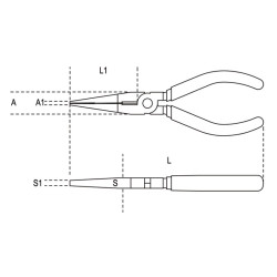 Pince à becs plats longs striés BETA taille 200 branches gainées confort bi-matières